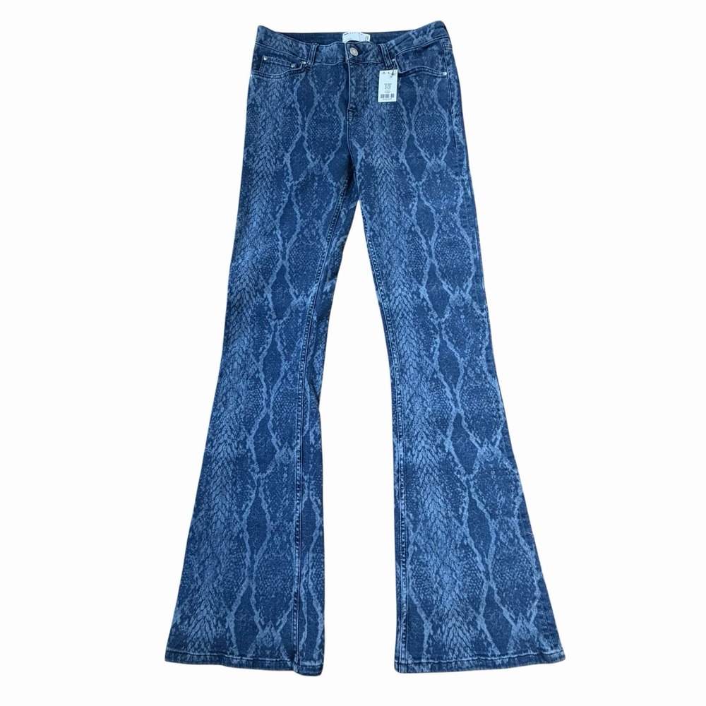 ASOS Blue Snake-Print Bootcut Jeans